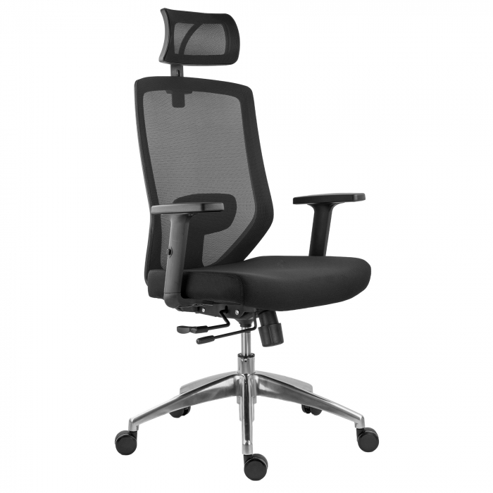 SCAUN ERGONOMIC JOJO HI A CU BAZA ALUMINIU, NEGRU [1]