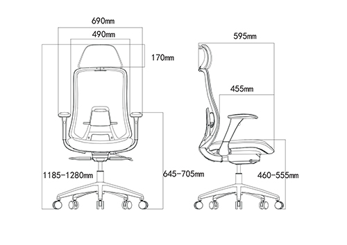 SCAUN ERGONOMIC LILI, NEGRU, GRI INCHIS [6]