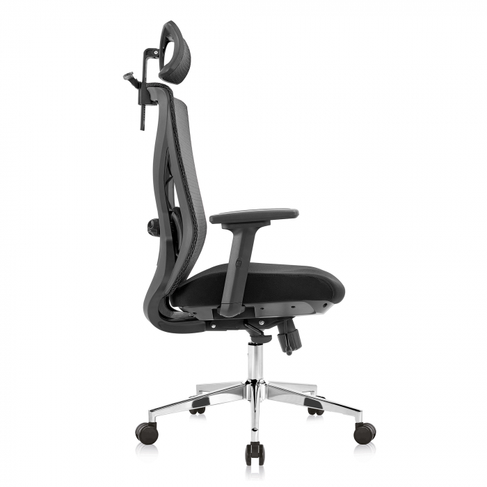 SCAUN ERGONOMIC LUCA CU BAZA CROM, NEGRU [2]