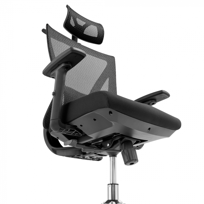 SCAUN ERGONOMIC LUCA CU BAZA CROM, NEGRU [7]
