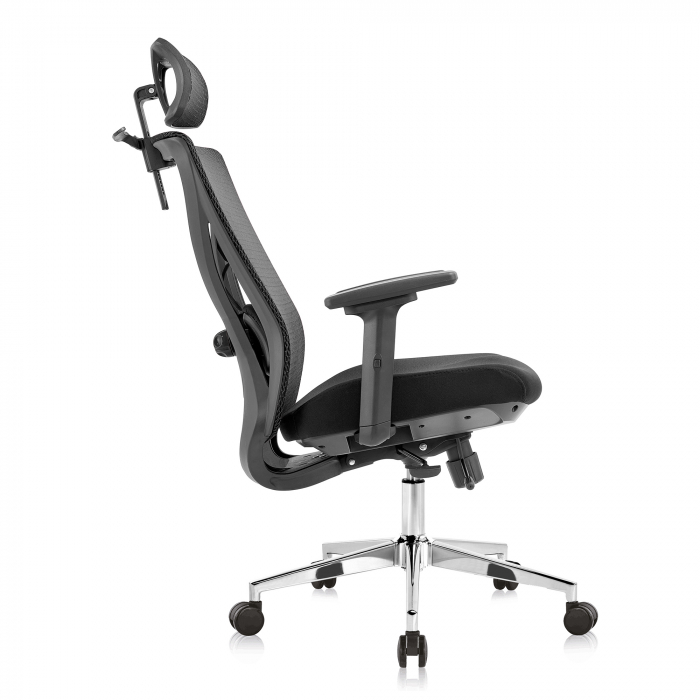 SCAUN ERGONOMIC LUCA CU BAZA CROM, NEGRU [3]