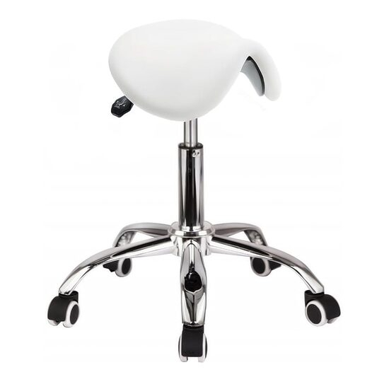 SCAUN SALON COSMETICA, RODEO, ROTATIV, ALB, CU HUSA NEAGRA, 37X38X65 CM [1]