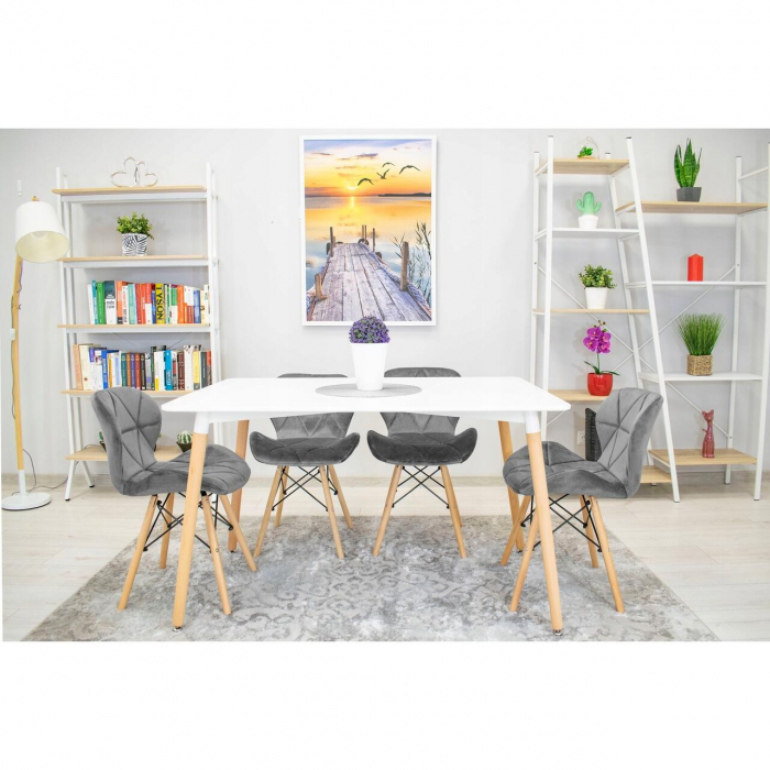 SCAUN STIL SCANDINAV, ARTOOL, LAGO VELVET, CATIFEA, LEMN, GRI, 48X43X74 CM [3]