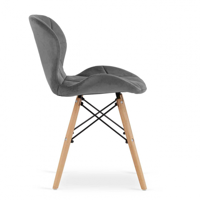 SCAUN STIL SCANDINAV, ARTOOL, LAGO VELVET, CATIFEA, LEMN, GRI, 48X43X74 CM [10]