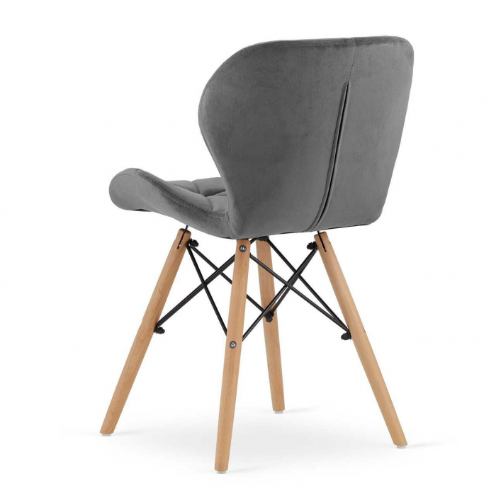SCAUN STIL SCANDINAV, ARTOOL, LAGO VELVET, CATIFEA, LEMN, GRI, 48X43X74 CM [11]