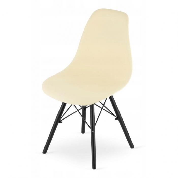 SET 4 SCAUNE STIL SCANDINAV, ARTOOL, OSAKA, PP, LEMN, CREM SI NEGRU, 46X54X81 CM [7]