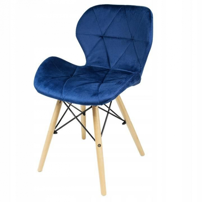 SCAUN STIL SCANDINAV, CATIFEA, LEMN, ALBASTRU, 46X50X73 CM, VELVET [4]