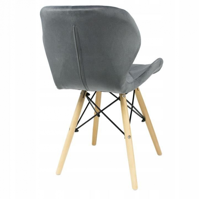 SCAUN STIL SCANDINAV, CATIFEA, LEMN, GRI, 46X50X73 CM, VELVET [3]