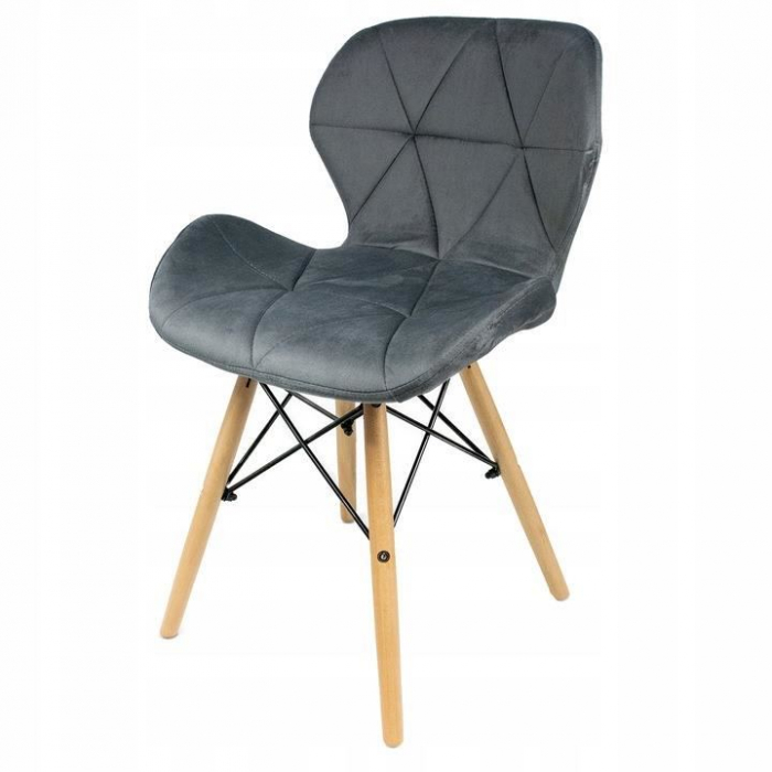SCAUN STIL SCANDINAV, CATIFEA, LEMN, GRI, 46X50X73 CM, VELVET [6]