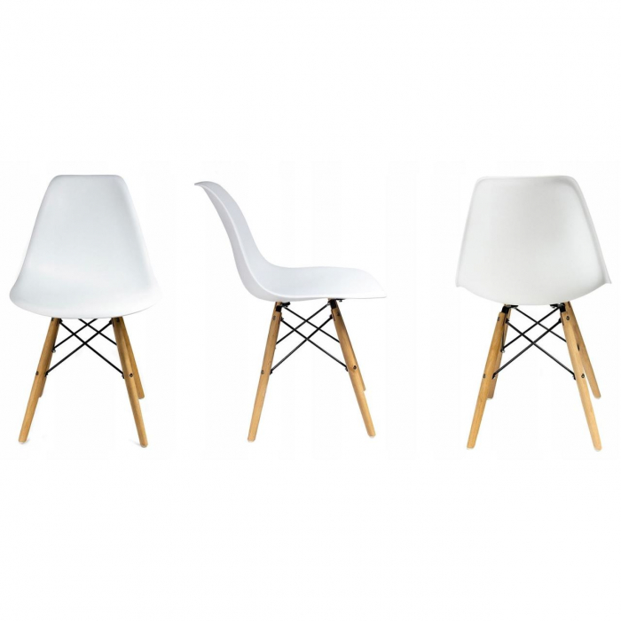 SCAUN STIL SCANDINAV, PLASTIC, LEMN, ALB, 46X52X81 CM, EVA [3]