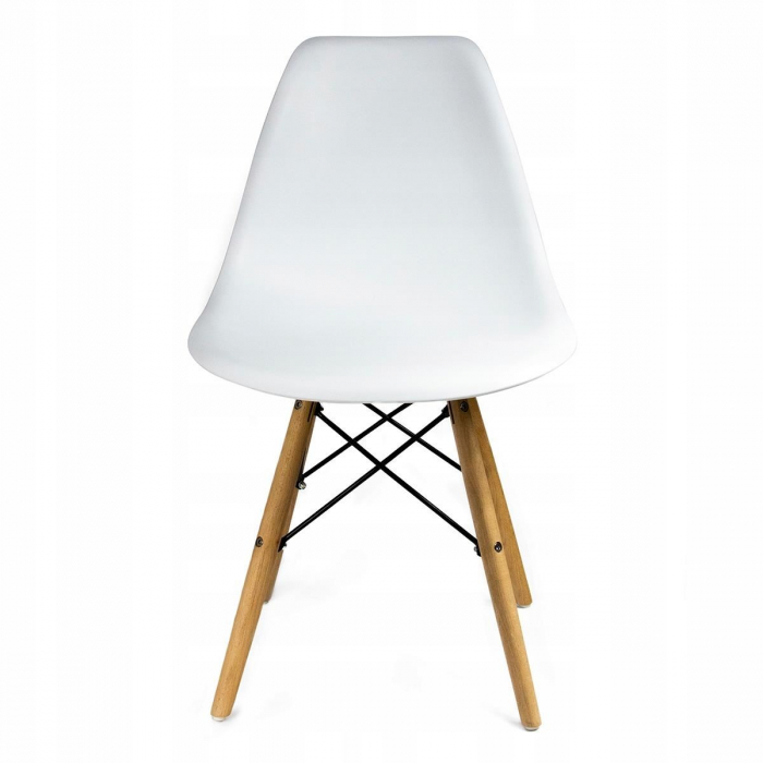 SCAUN STIL SCANDINAV, PLASTIC, LEMN, ALB, 46X52X81 CM, EVA [8]