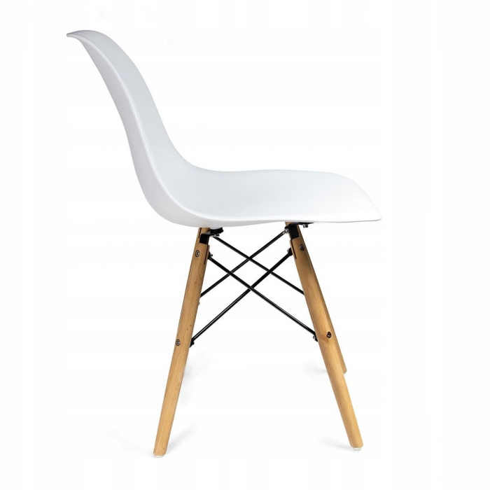 SCAUN STIL SCANDINAV, PLASTIC, LEMN, ALB, 46X52X81 CM, EVA [5]