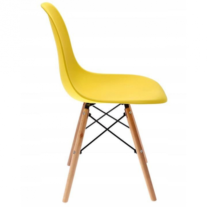 SCAUN STIL SCANDINAV, PLASTIC, LEMN, GALBEN, 46X52X81 CM, EVA, JUMI [2]