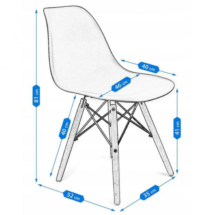 SCAUN STIL SCANDINAV, PLASTIC, LEMN, GALBEN, 46X52X81 CM, EVA, JUMI [5]