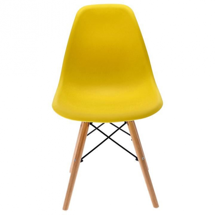 SCAUN STIL SCANDINAV, PLASTIC, LEMN, GALBEN, 46X52X81 CM, EVA, JUMI [3]