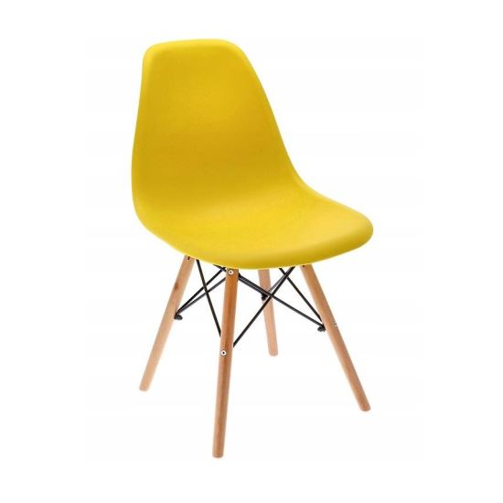SCAUN STIL SCANDINAV, PLASTIC, LEMN, GALBEN, 46X52X81 CM, EVA, JUMI [1]