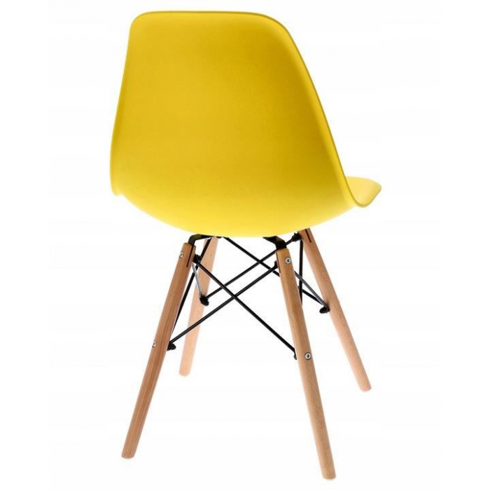 SCAUN STIL SCANDINAV, PLASTIC, LEMN, GALBEN, 46X52X81 CM, EVA, JUMI [4]
