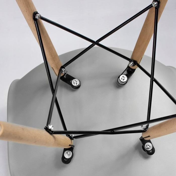 SCAUN STIL SCANDINAV, PLASTIC, LEMN, GRI, 46X52X81 CM, EVA [10]