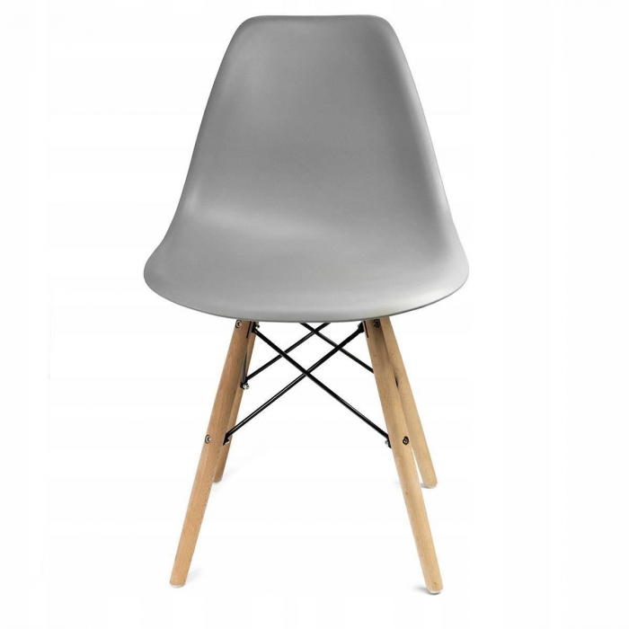 SCAUN STIL SCANDINAV, PLASTIC, LEMN, GRI, 46X52X81 CM, EVA [9]