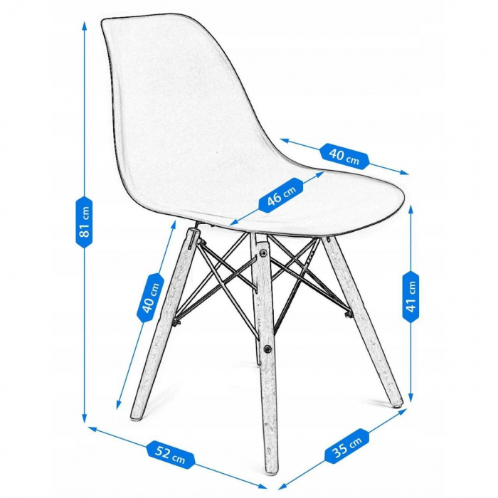 SCAUN STIL SCANDINAV, PLASTIC, LEMN, GRI, 46X52X81 CM, EVA [2]