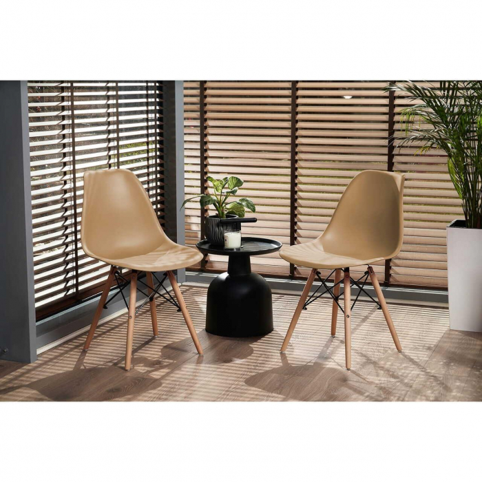 SCAUN STIL SCANDINAV, PLASTIC, METAL, LEMN, BEJ, 46X52X81 CM, EVA [9]