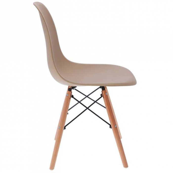SCAUN STIL SCANDINAV, PLASTIC, METAL, LEMN, BEJ, SET 4 BUC, 46X52X81 CM, EVA [5]