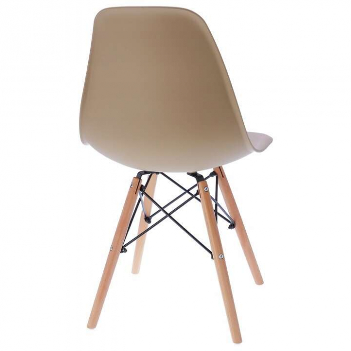 SCAUN STIL SCANDINAV, PLASTIC, METAL, LEMN, BEJ, SET 4 BUC, 46X52X81 CM, EVA [7]