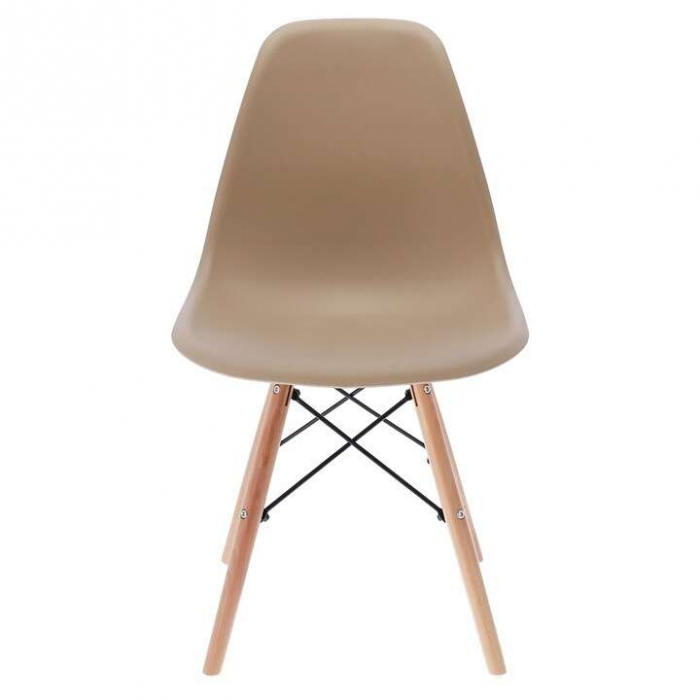 SCAUN STIL SCANDINAV, PLASTIC, METAL, LEMN, BEJ, SET 4 BUC, 46X52X81 CM, EVA [6]