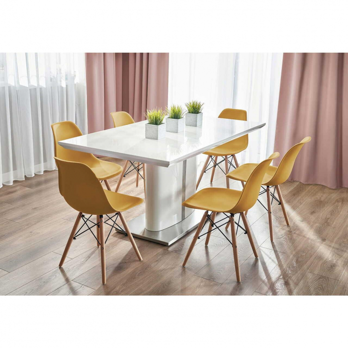 SCAUN STIL SCANDINAV, PLASTIC, METAL, LEMN, MUSTAR, 46X52X81 CM, EVA [9]