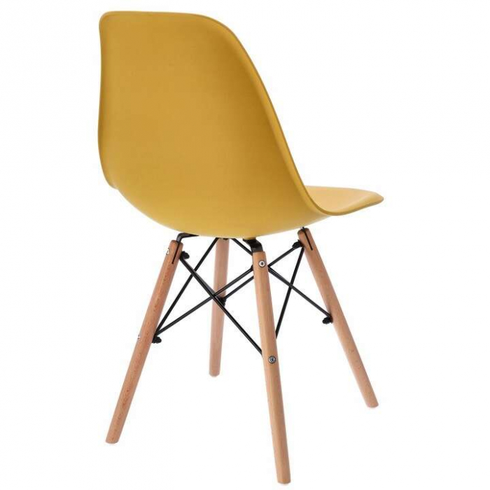 SCAUN STIL SCANDINAV, PLASTIC, METAL, LEMN, MUSTAR, 46X52X81 CM, EVA [4]