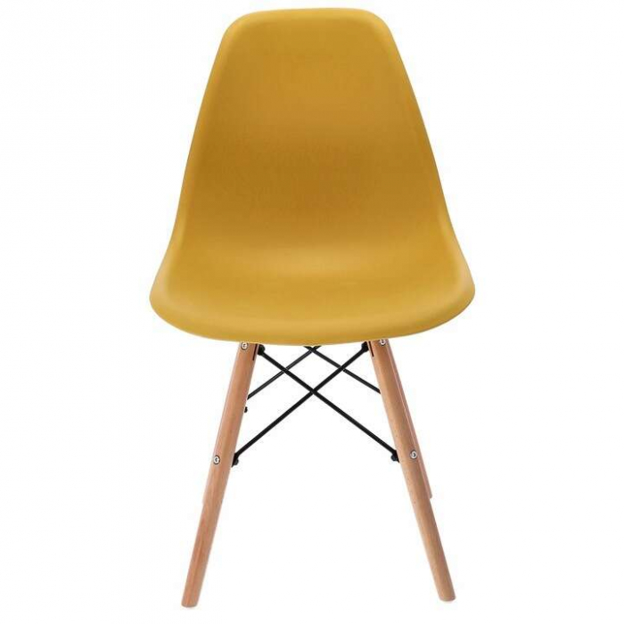 SCAUN STIL SCANDINAV, PLASTIC, METAL, LEMN, MUSTAR, 46X52X81 CM, EVA [3]