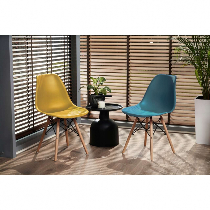 SCAUN STIL SCANDINAV, PLASTIC, METAL, LEMN, MUSTAR, 46X52X81 CM, EVA [5]