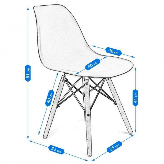 SCAUN STIL SCANDINAV, PLASTIC, METAL, LEMN, MUSTAR, 46X52X81 CM, EVA [6]