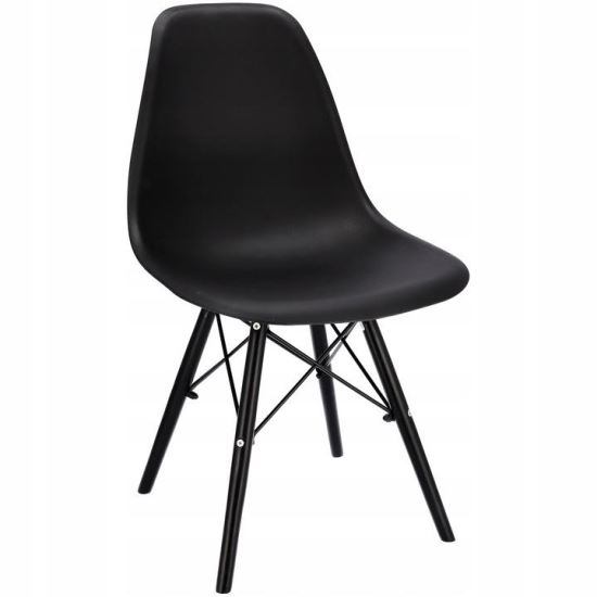 SCAUN STIL SCANDINAV, PLASTIC, METAL, LEMN, NEGRU, 46X52X81 CM, EVA [1]