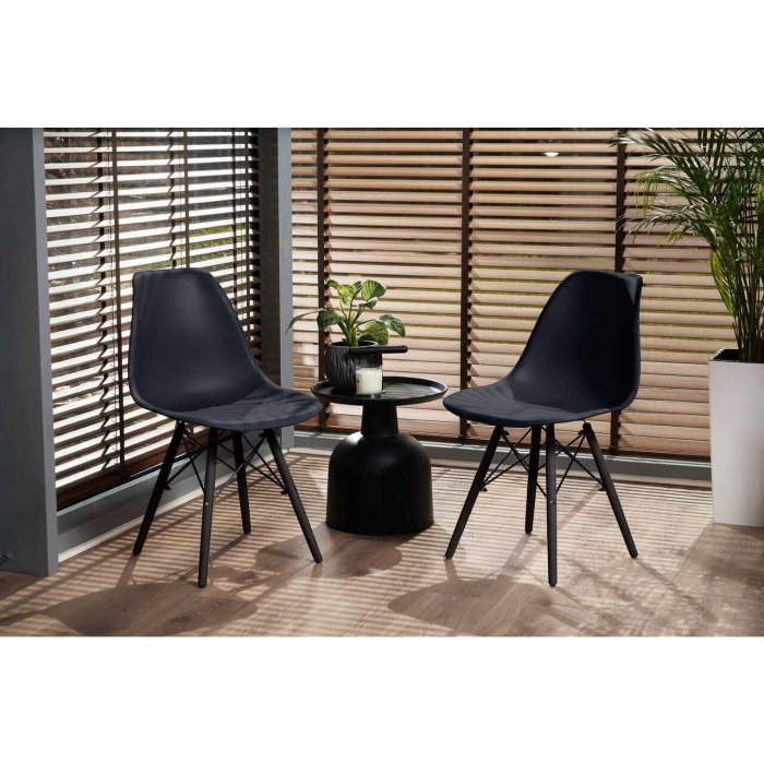 SCAUN STIL SCANDINAV, PLASTIC, METAL, LEMN, NEGRU, 46X52X81 CM, EVA [9]