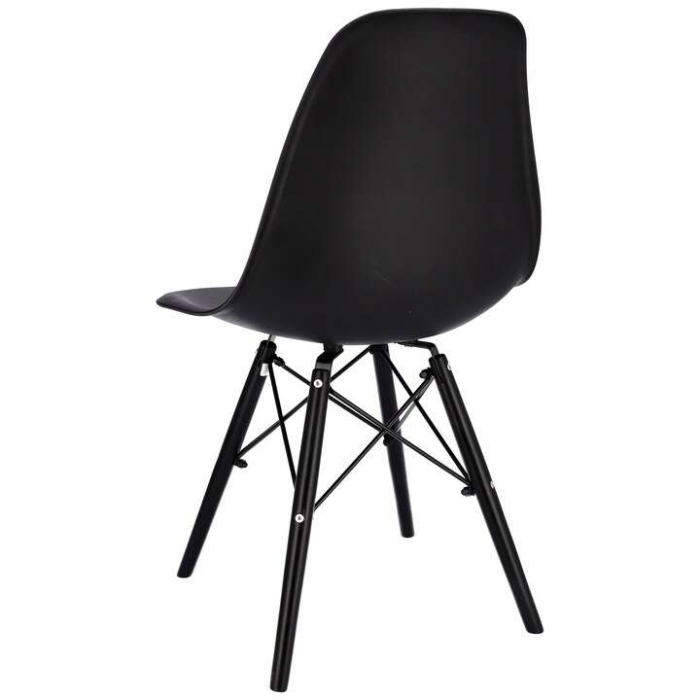 SCAUN STIL SCANDINAV, PLASTIC, METAL, LEMN, NEGRU, SET 4 BUC, 46X52X81 CM, EVA [7]