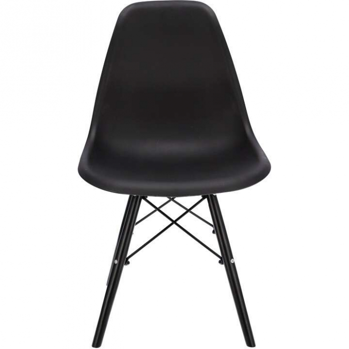 SCAUN STIL SCANDINAV, PLASTIC, METAL, LEMN, NEGRU, SET 4 BUC, 46X52X81 CM, EVA [6]