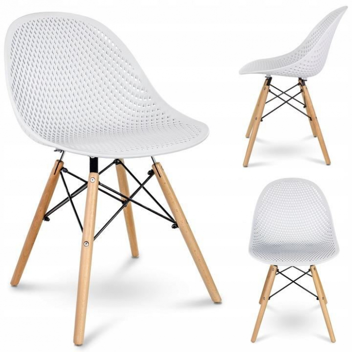 SCAUN STIL SCANDINAV, PP, LEMN, ALB, 45X56X77 CM, CAVA [9]