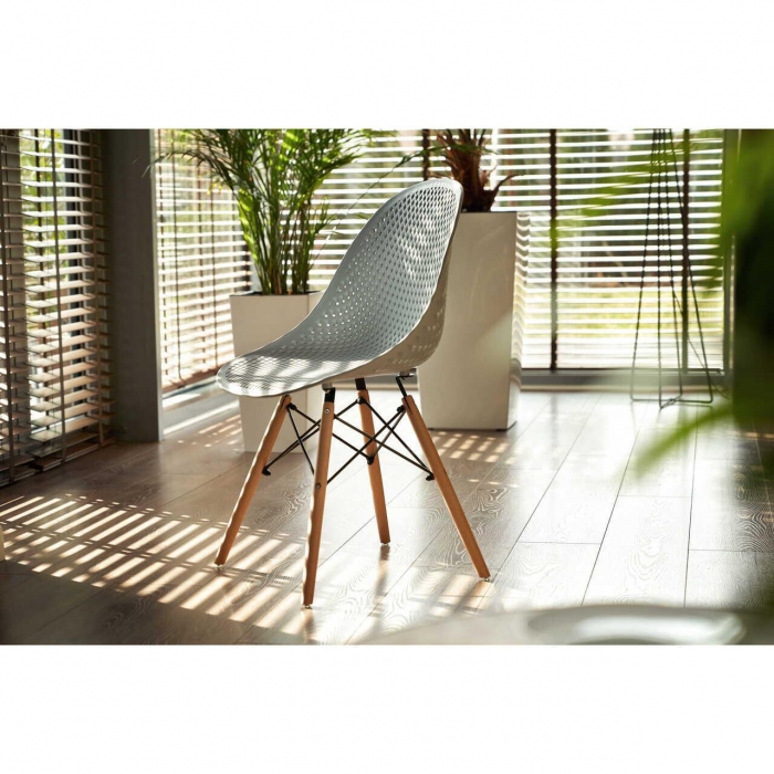 SCAUN STIL SCANDINAV, PP, LEMN, GRI, 45X56X77 CM, CAVA [10]