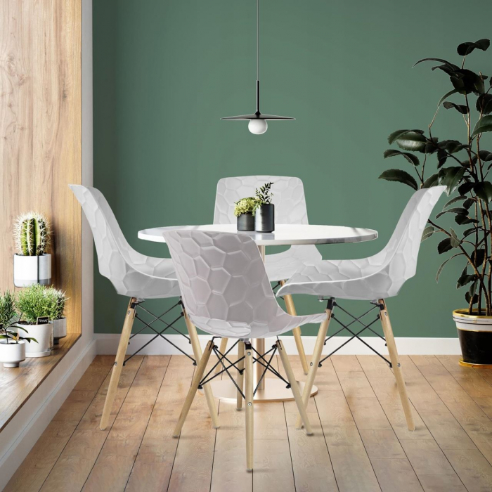 SCAUN STIL SCANDINAV, PP, LEMN, MAX 100 KG, ALB, 45X55X78 CM, LARS [4]