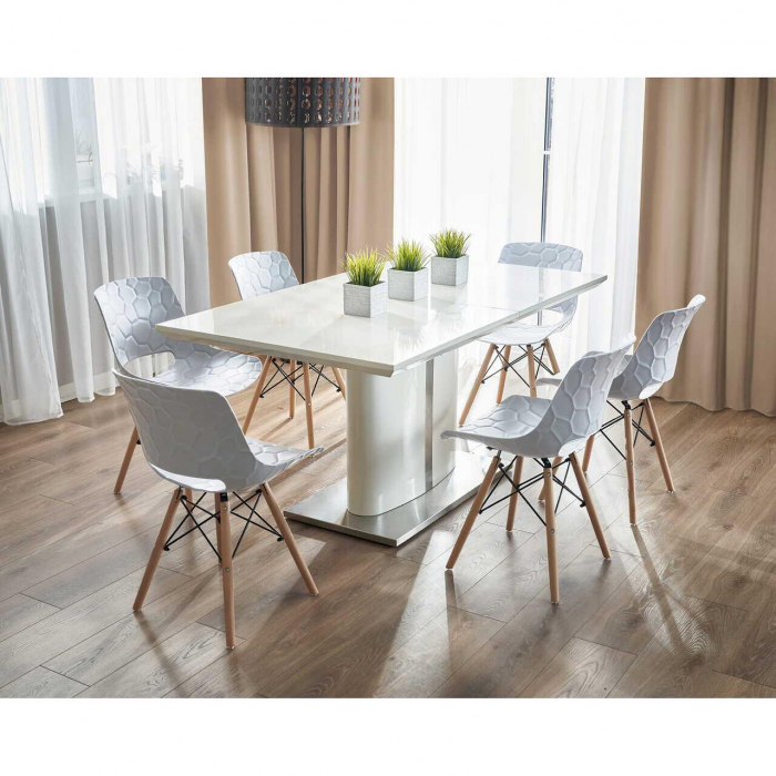 SCAUN STIL SCANDINAV, PP, LEMN, MAX 100 KG, ALB, 45X55X78 CM, LARS [9]