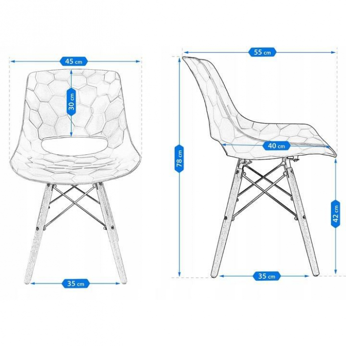 SCAUN STIL SCANDINAV, PP, LEMN, MAX 100 KG, GRI, 45X55X78 CM, LARS [6]