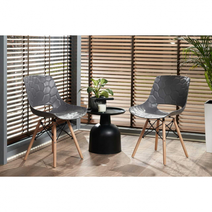SCAUN STIL SCANDINAV, PP, LEMN, MAX 100 KG, GRI, 45X55X78 CM, LARS [10]
