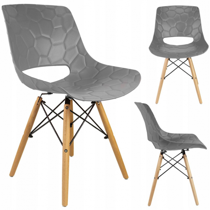 SCAUN STIL SCANDINAV, PP, LEMN, MAX 100 KG, GRI, 45X55X78 CM, LARS [8]