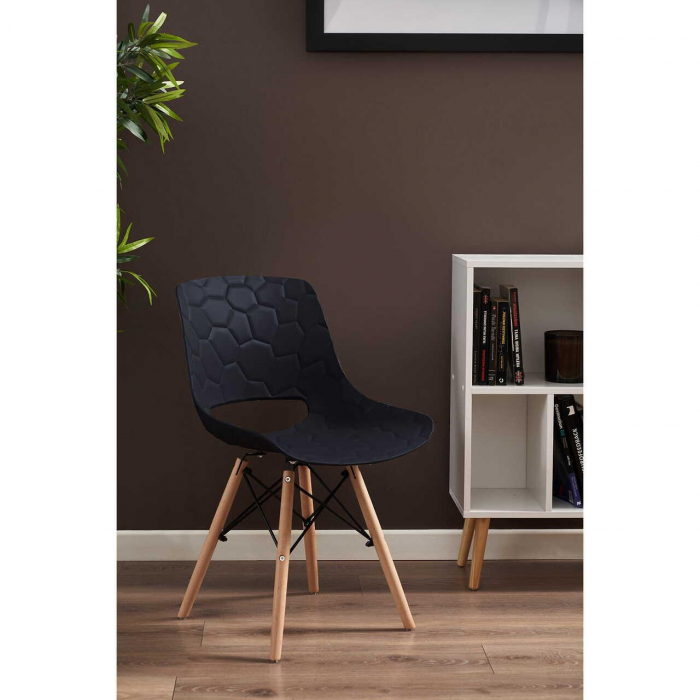 SCAUN STIL SCANDINAV, PP, LEMN, MAX 100 KG, NEGRU, 45X55X78 CM, LARS [9]