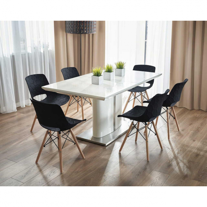 SCAUN STIL SCANDINAV, PP, LEMN, MAX 100 KG, NEGRU, 45X55X78 CM, LARS [11]