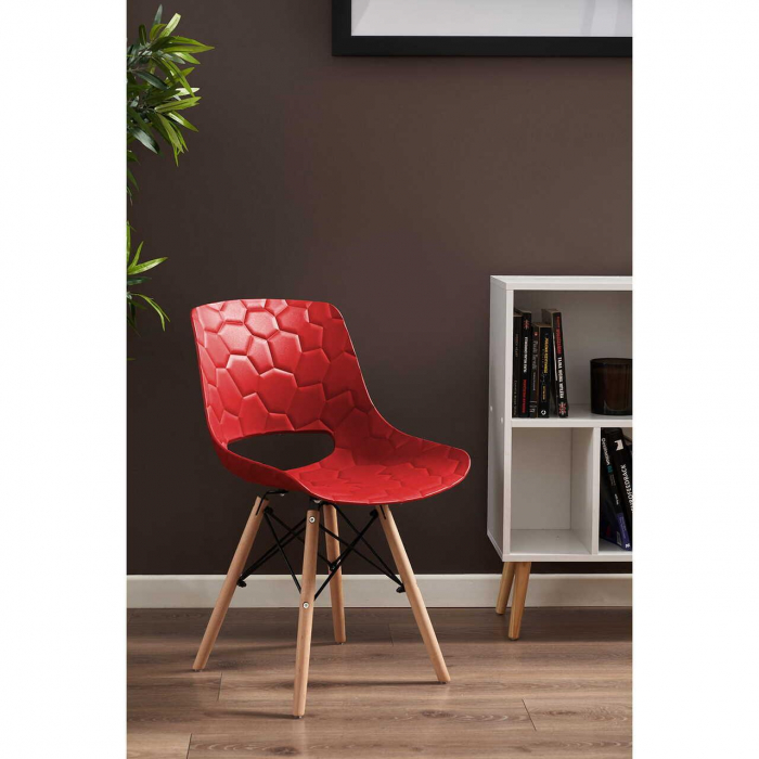 SCAUN STIL SCANDINAV, PP, LEMN, MAX 100 KG, ROSU, 45X55X78 CM, LARS [9]