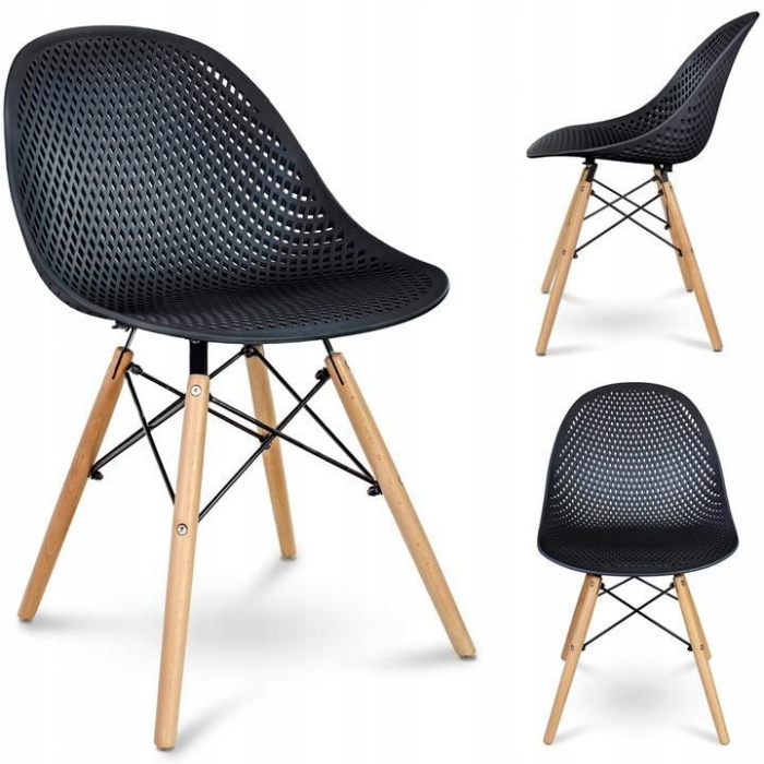 SCAUN STIL SCANDINAV, PP, LEMN, NEGRU, 45X56X77 CM, CAVA [8]