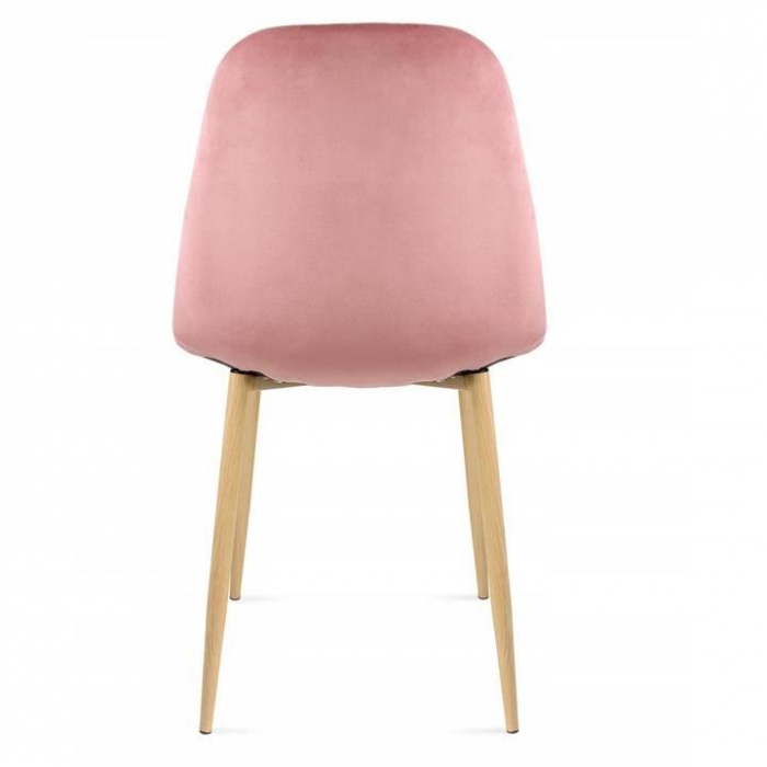 SCAUN TIP SCANDINAV, CATIFEA, MODEL CUSATURA IN FATA, ROZ SI NATUR, MAX 100 KG, 44X52X85 CM, VIGO [4]