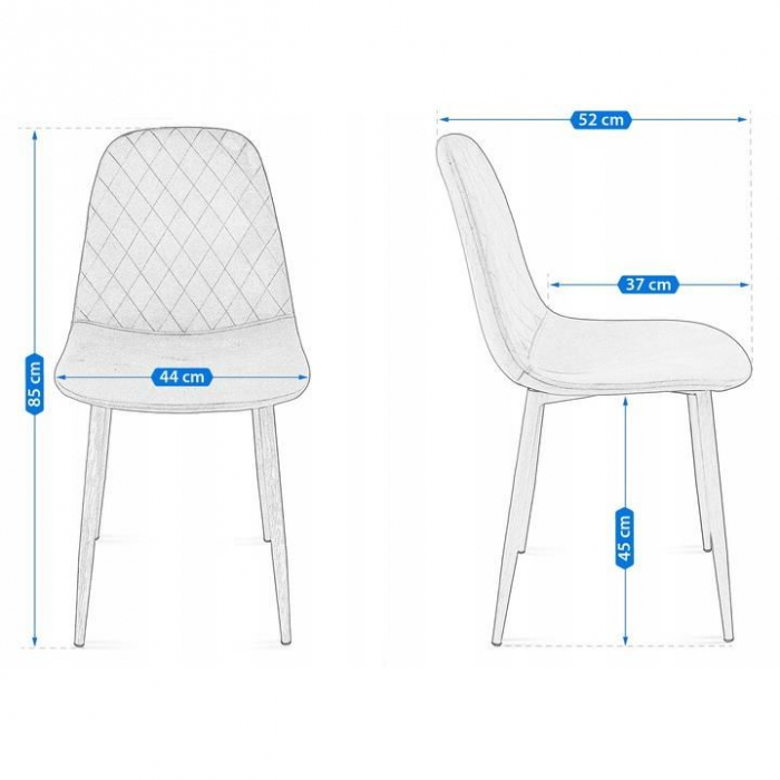 SCAUN TIP SCANDINAV, CATIFEA, MODEL CUSATURA IN FATA, ROZ SI NATUR, MAX 100 KG, 44X52X85 CM, VIGO [7]